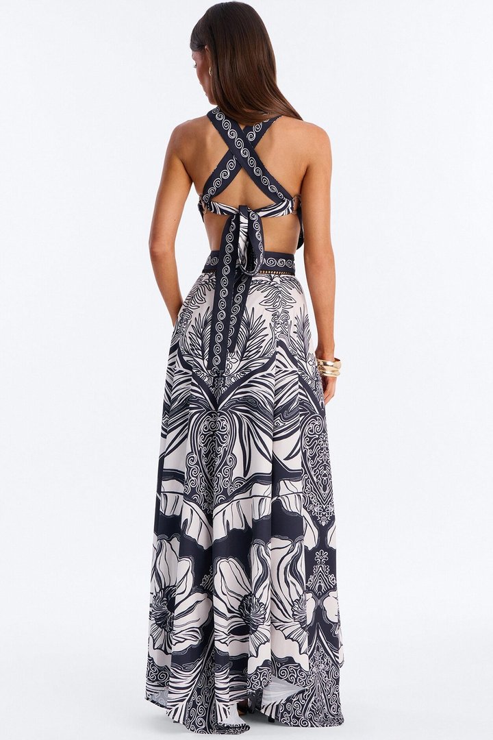 Yana Criss Cross Maxi Dress - Black/White