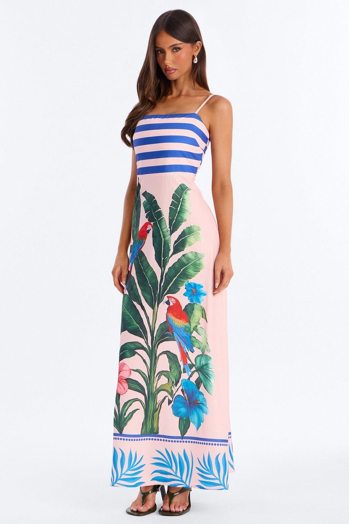 Arabella Flowy Maxi Dress - Pink/combo
