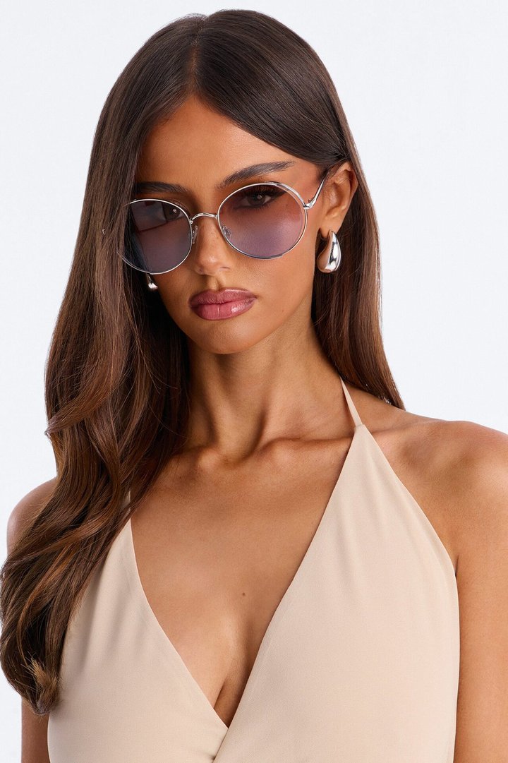 Movin And Groovin Sunglasses - Silver/Blue