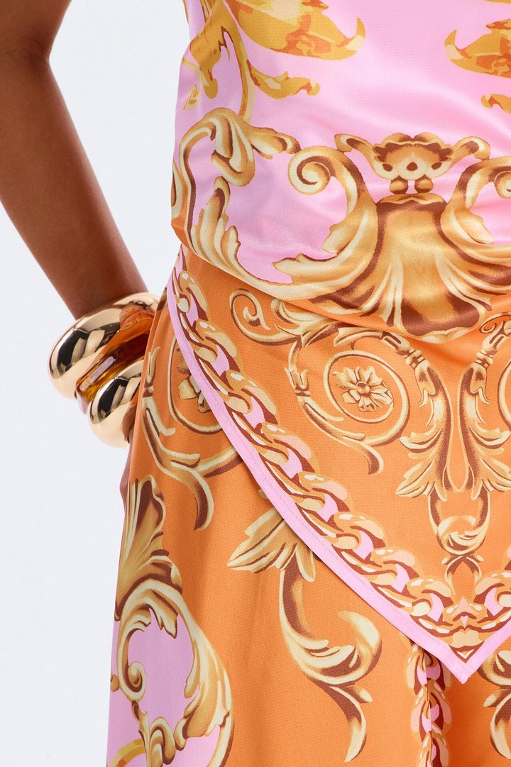 Kimberly Printed Hankerchief Maxi Dress - Orange/combo