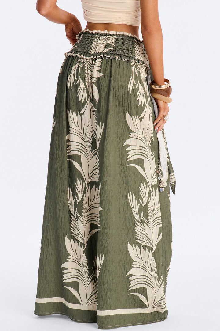 On Boho Mode Embellished Scarf Wrap Low Rise Pant - Green/combo
