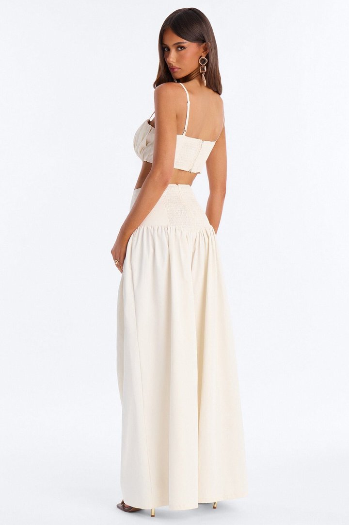 Morgan Drop Waist Wide Leg Pant Set - Ivory
