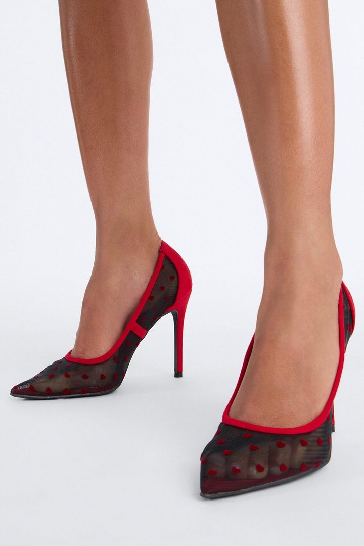 Jar Of Hearts Mesh Pumps - Red