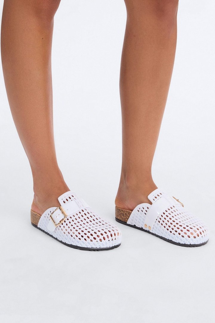 Anny Buckle Jelly Slides - White