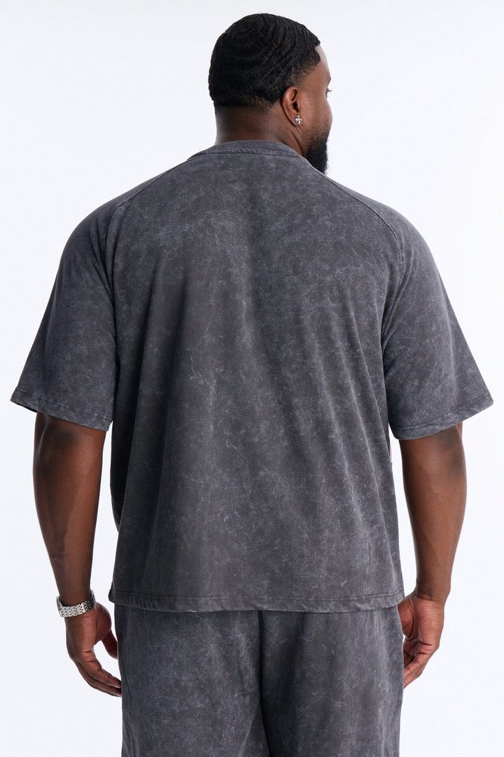 Sacred Embroidery Paneled Fleece Tee - Black