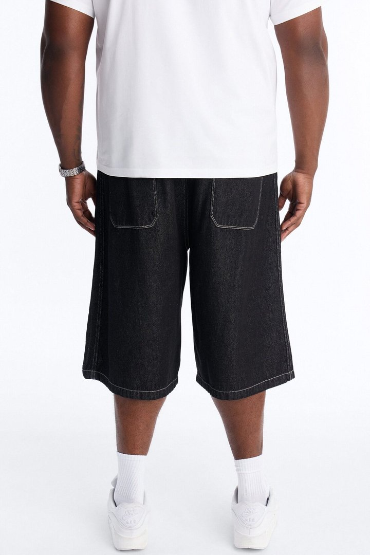 Classic Cuff Baggy Denim Short - Black Wash