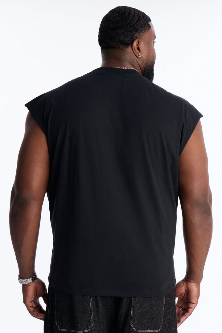 Rebellion Oversized Muscle Tee - Black