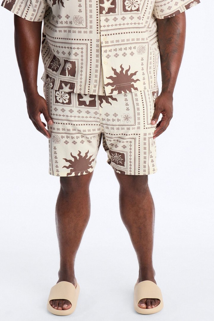 Terra Mosaic Swim Trunk 7″ - Brown