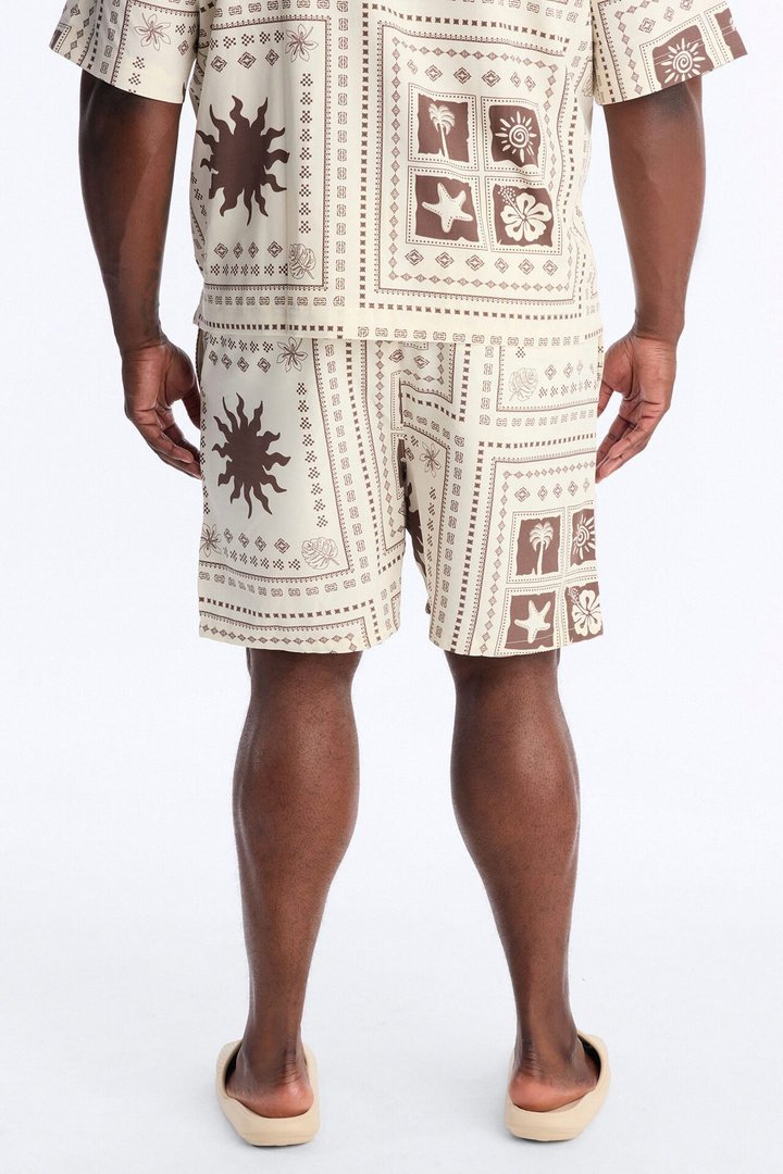 Terra Mosaic Swim Trunk 7″ - Brown
