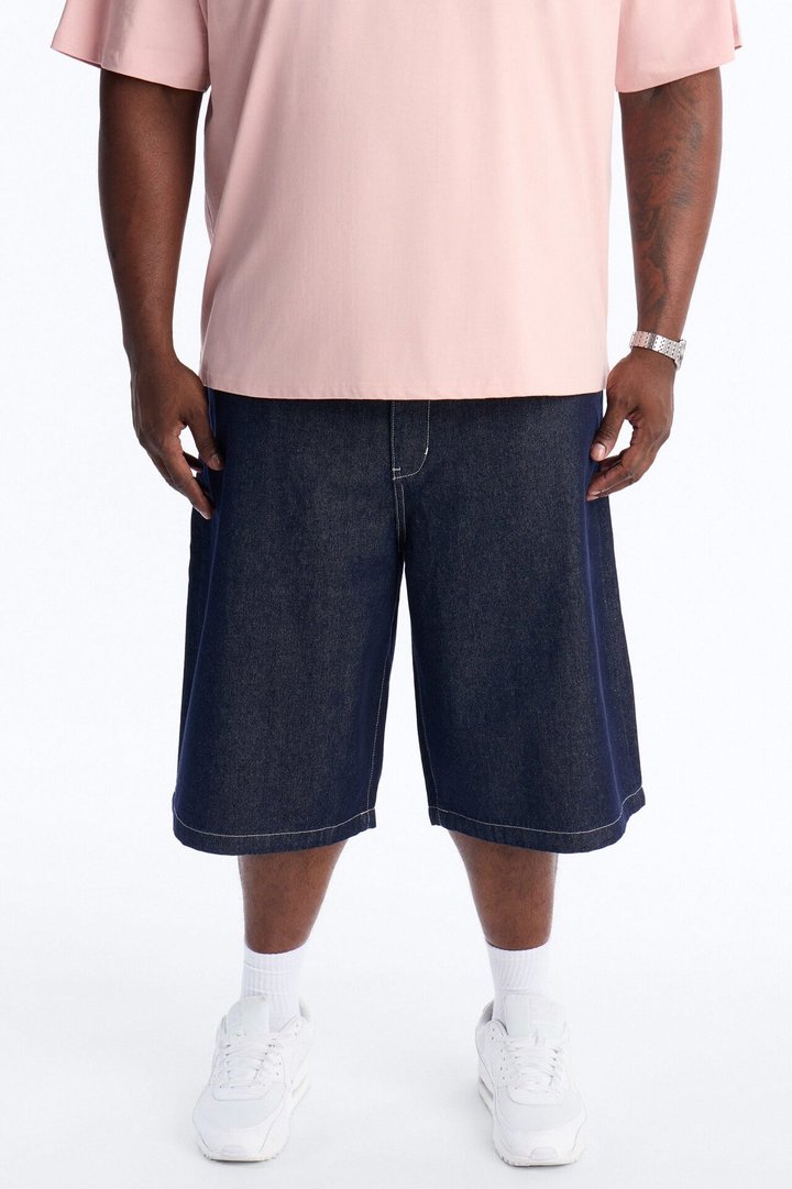 Classic Cuff Baggy Denim Short - Dark Wash