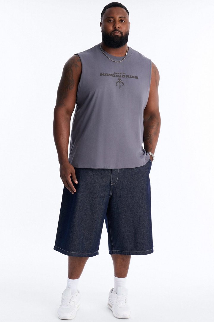 Star Wars Mandalorian Heavy Weight Muscle Tee - Charcoal