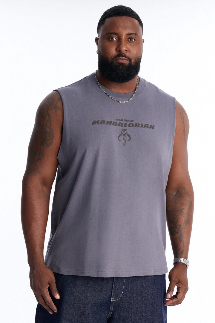 Star Wars Mandalorian Heavy Weight Muscle Tee - Charcoal