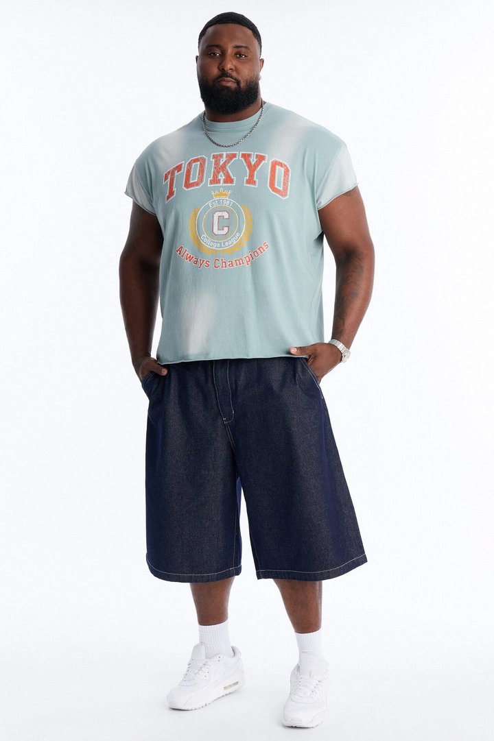 Tokyo Champs Vintage Muscle Tee - Light Blue
