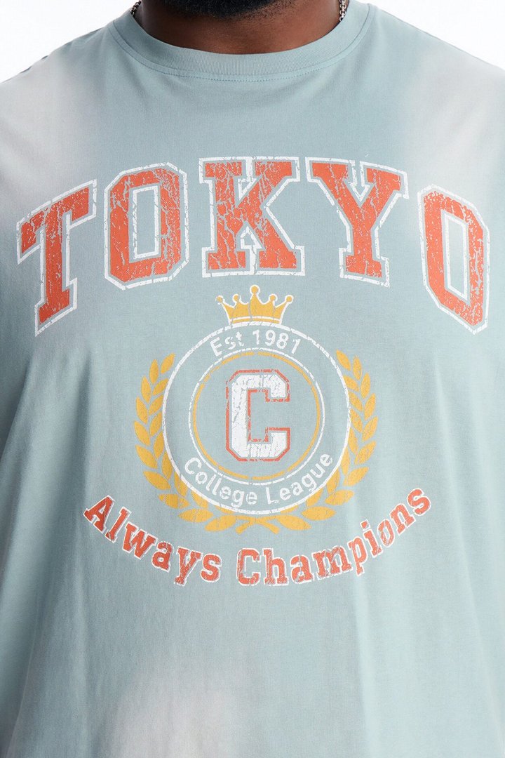 Tokyo Champs Vintage Muscle Tee - Light Blue