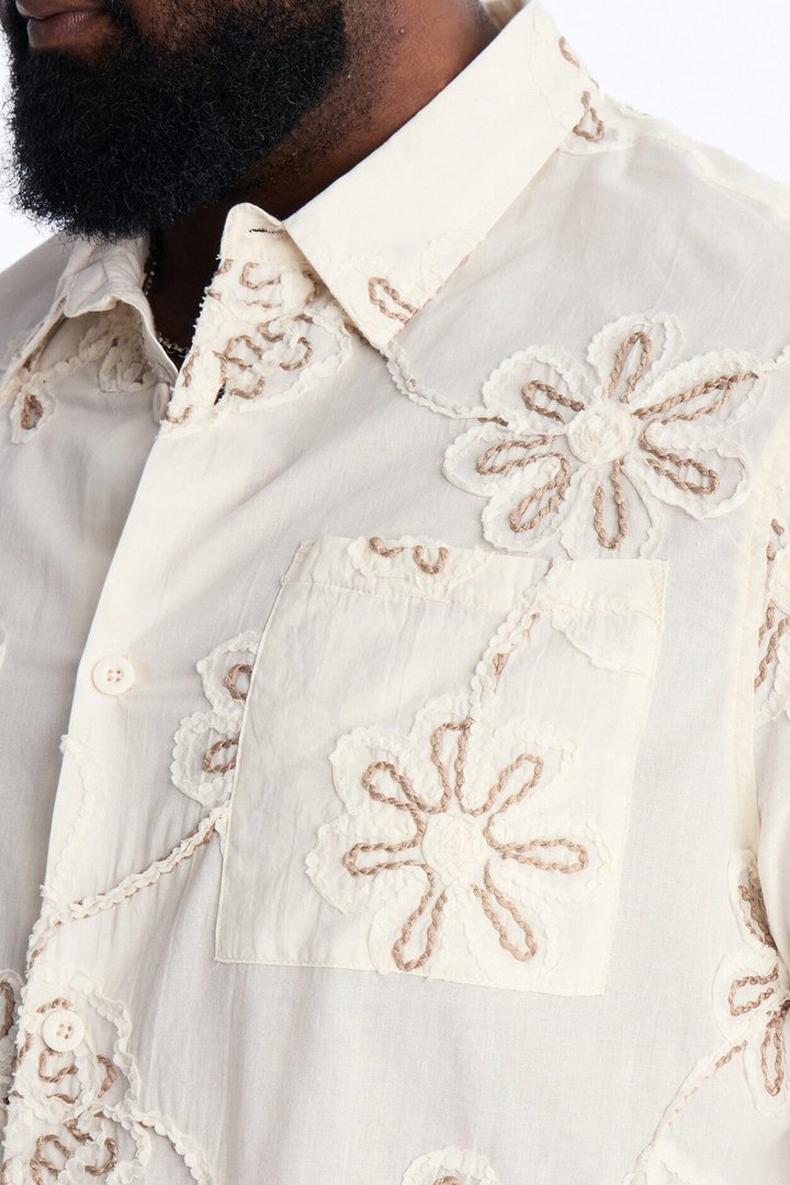 Paper Flore Short Sleeve Button Up Shirt - Cream