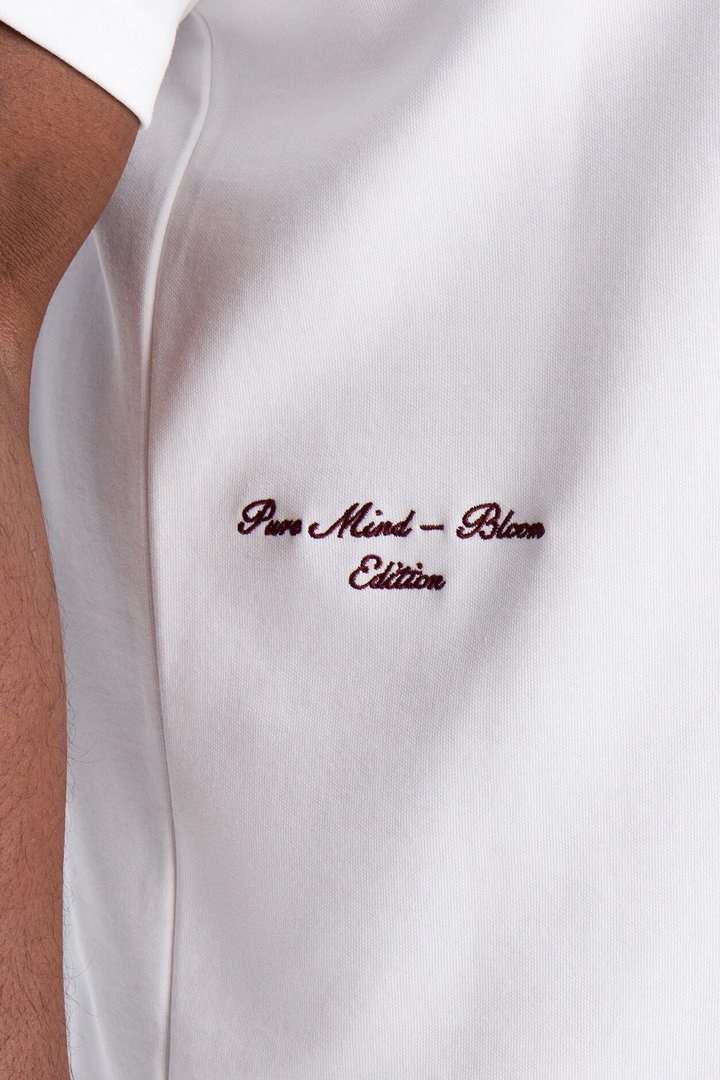 Paris Serene Corner Embroidery Heavy Weight Short Sleeve Tee - White