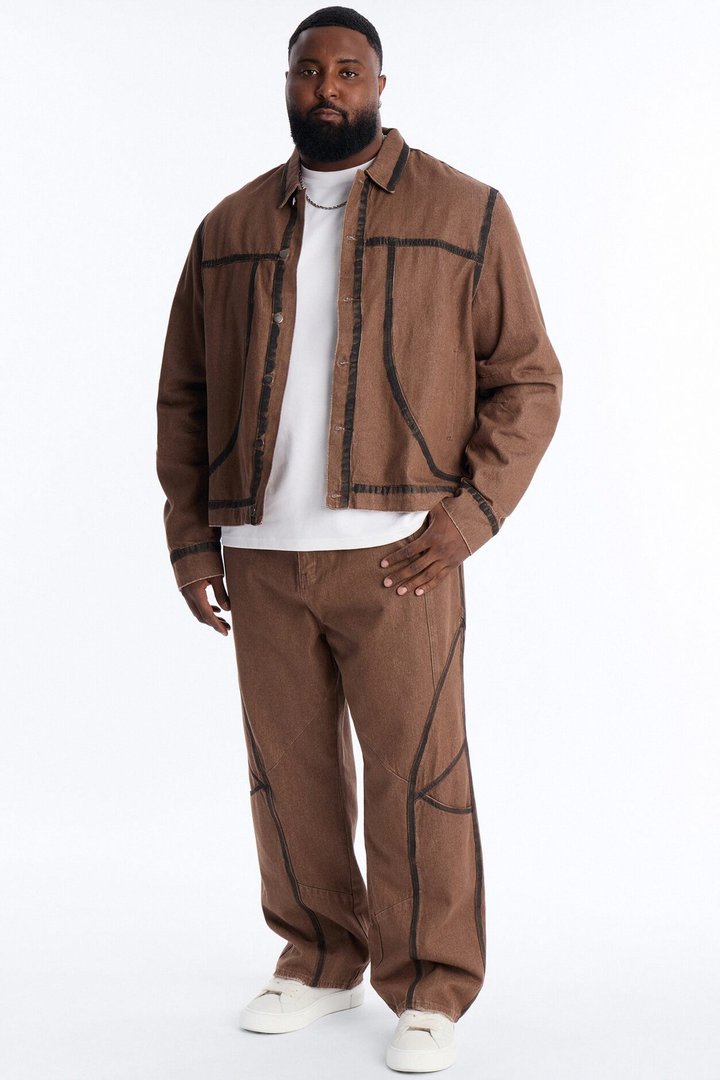 Seeing Lines Baggy Jeans - Brown