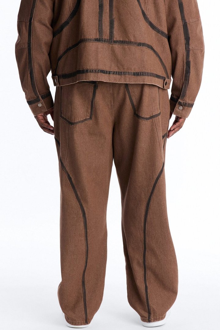 Seeing Lines Baggy Jeans - Brown