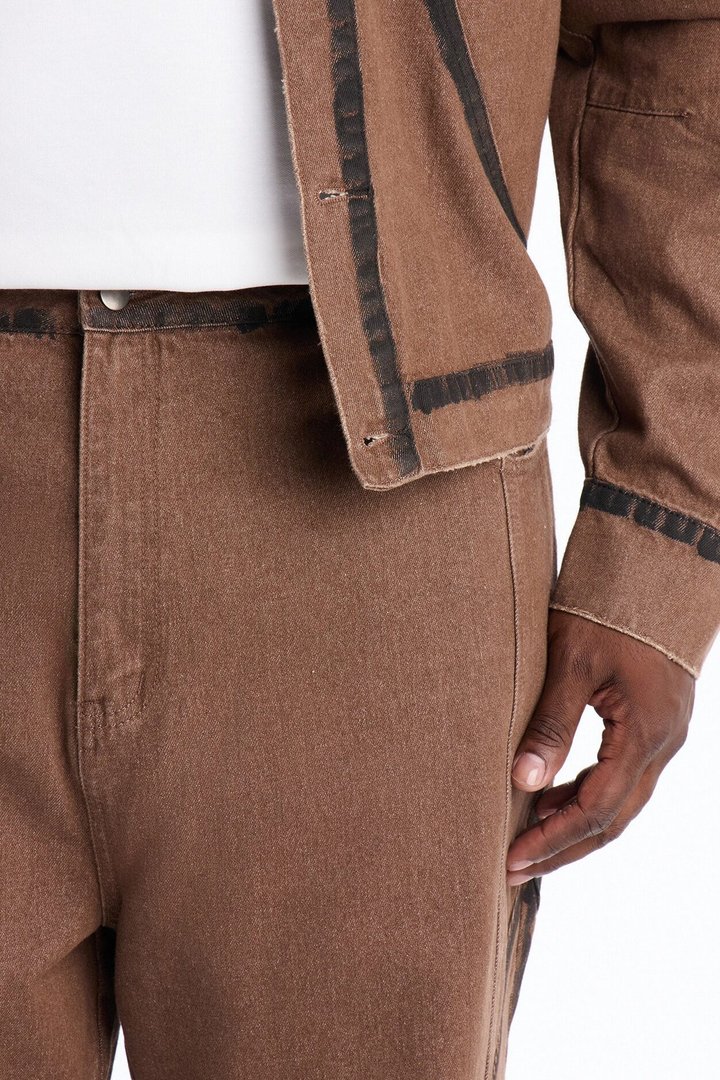Seeing Lines Baggy Jeans - Brown