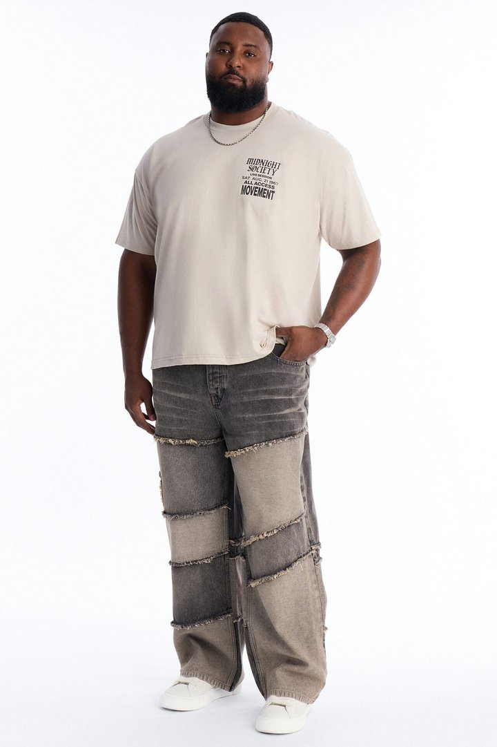 Baggy Fray Zone Jeans - Grey