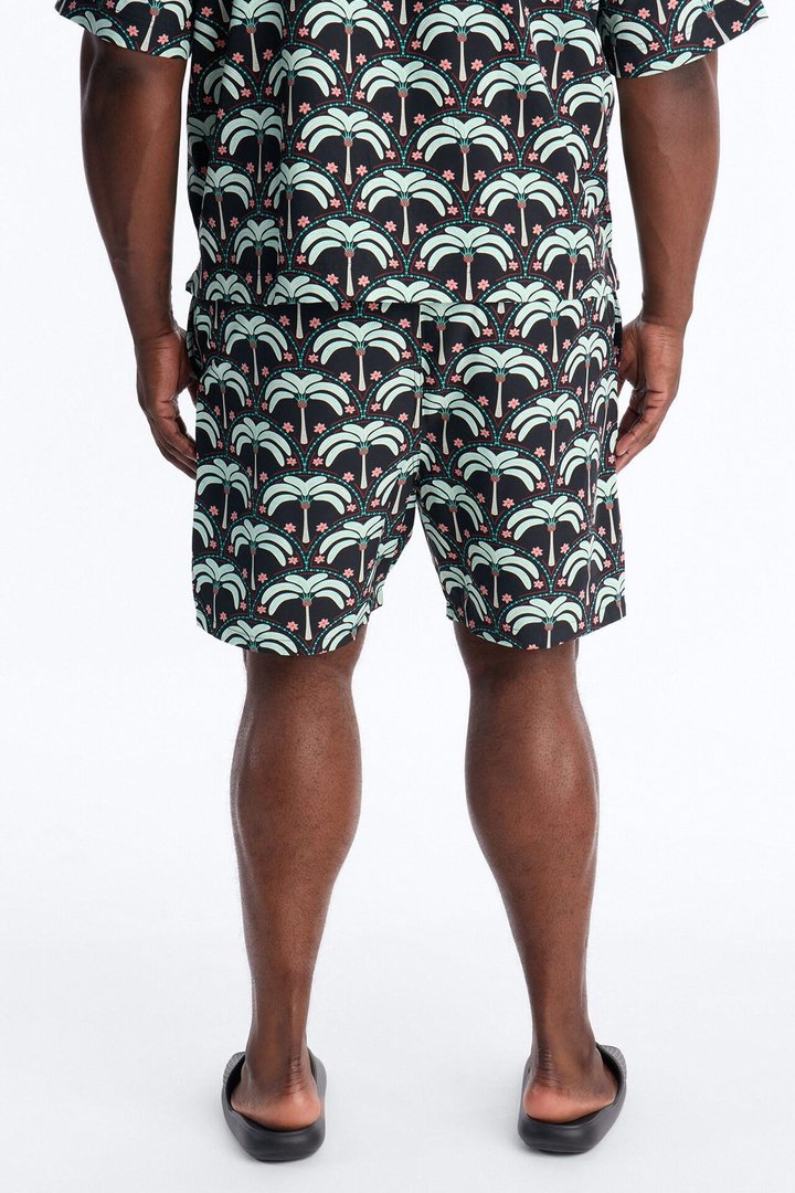 Palm Mandala Swim Trunk 7″ - Black/Green