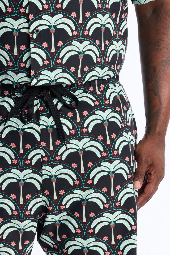 Palm Mandala Swim Trunk 7″ - Black/Green