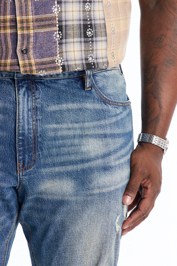 Stacked Skinny Flare Les Amandiers Jean - Vintage Blue Wash