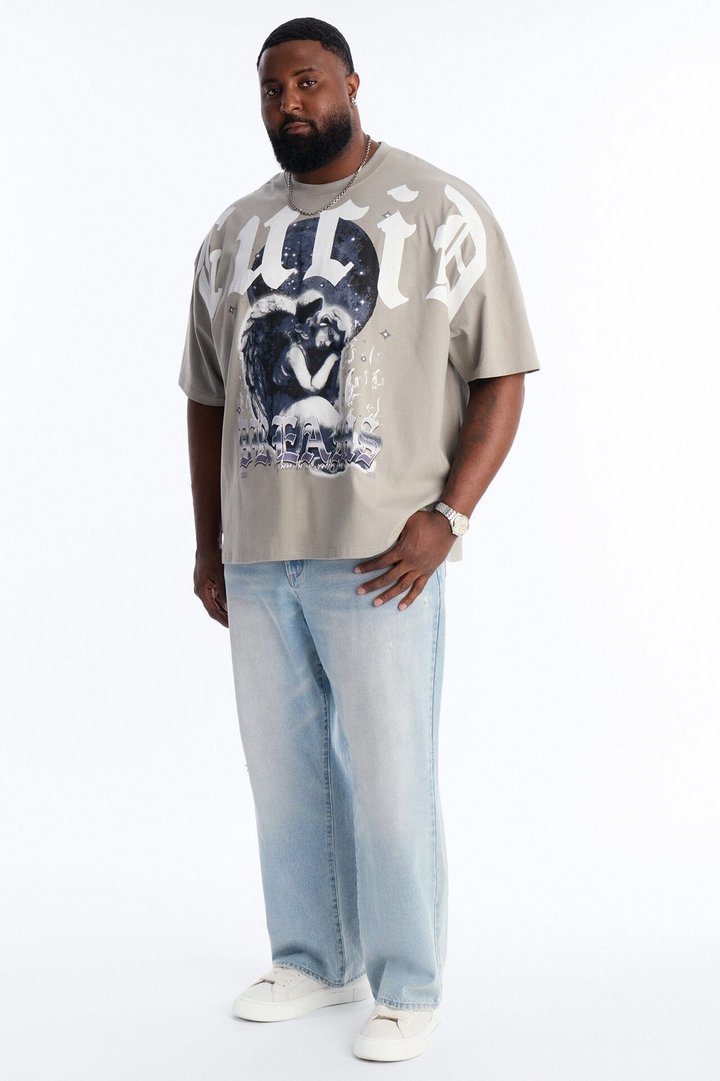 Angelic Lucid Dreams Oversized Short Sleeve Tee - Grey