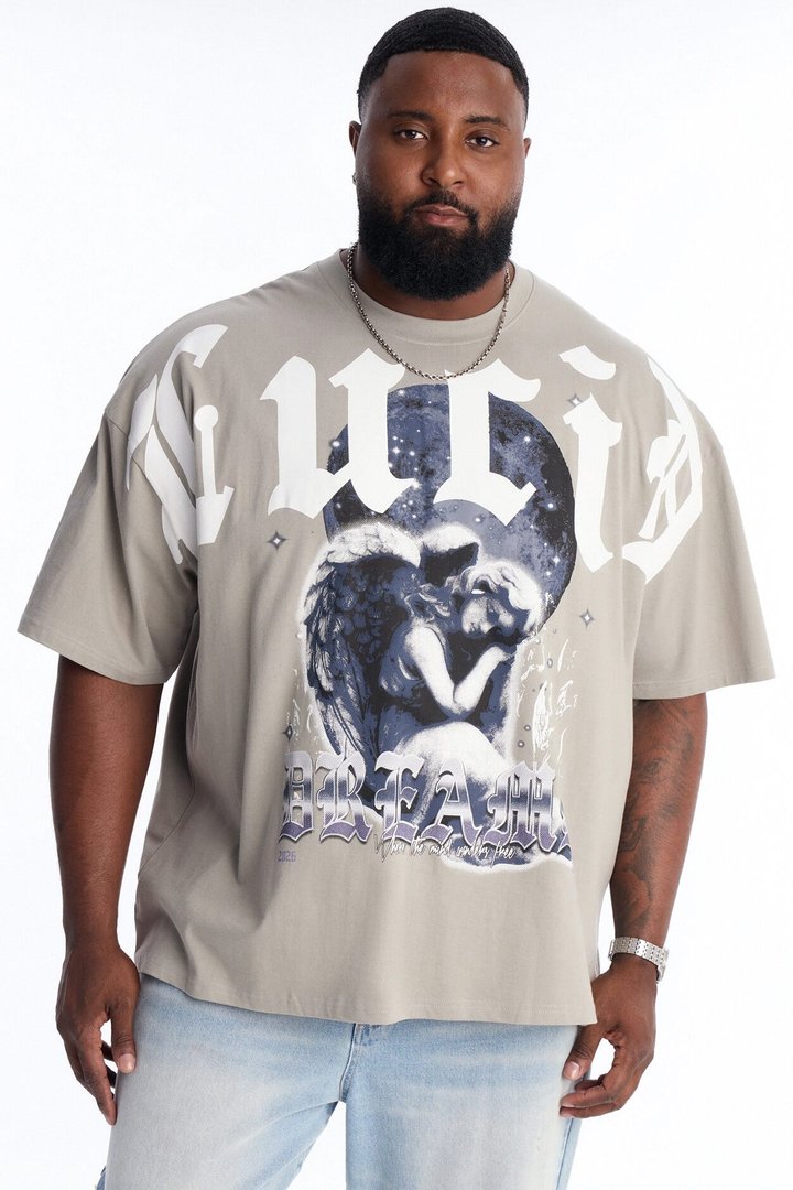 Angelic Lucid Dreams Oversized Short Sleeve Tee - Grey