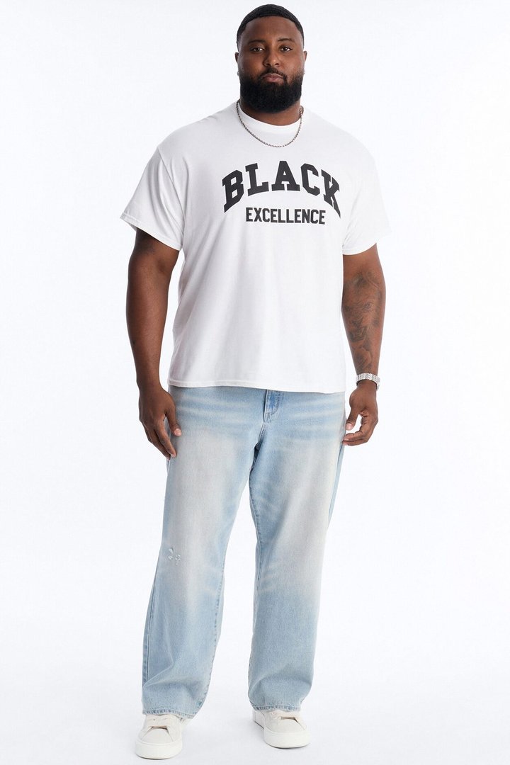 Black Excellence Varsity Short Sleeve Tee - White