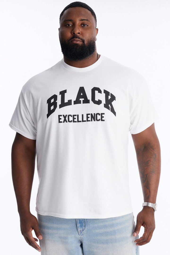 Black Excellence Varsity Short Sleeve Tee - White
