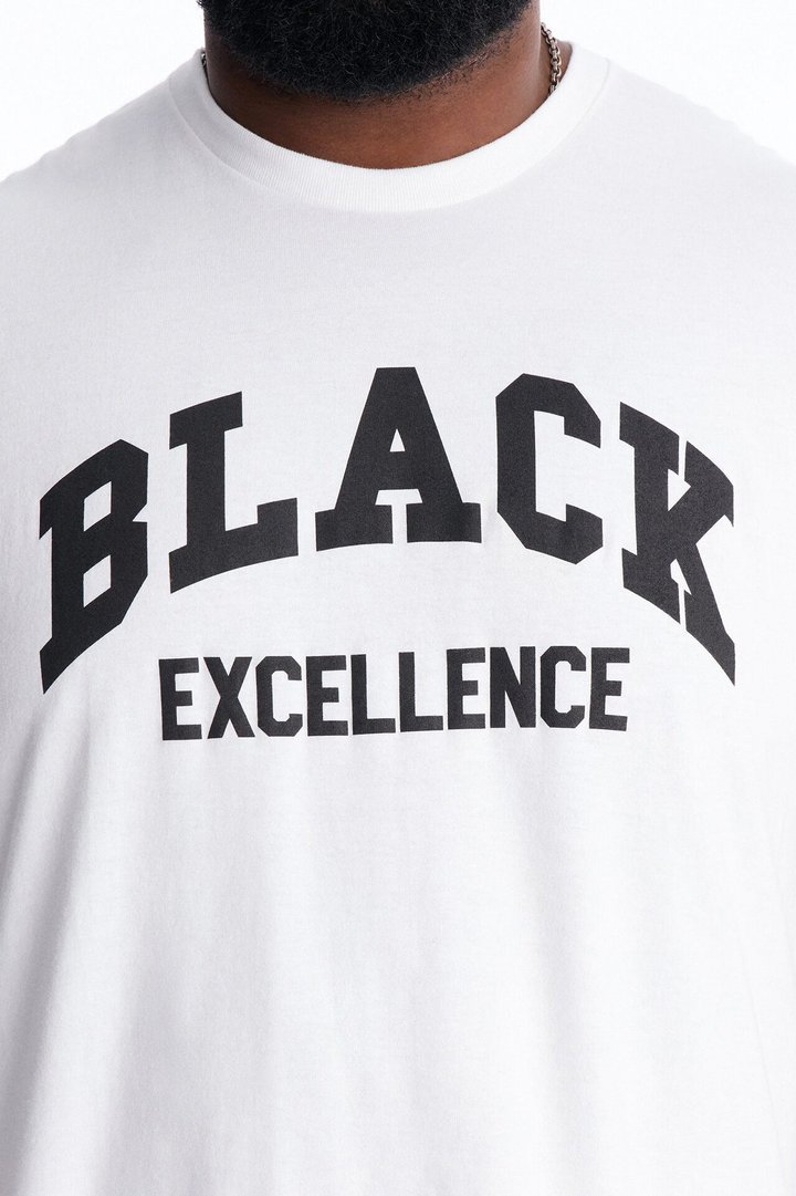 Black Excellence Varsity Short Sleeve Tee - White