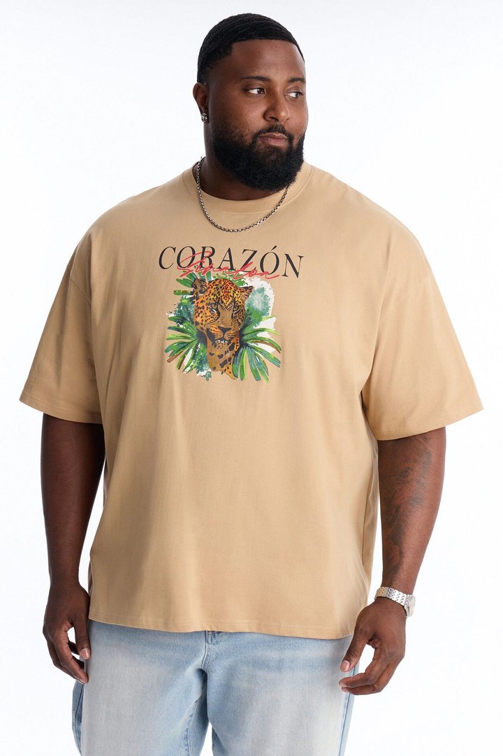 Corazon Sinaloa Oversized Short Sleeve Tee - Tan