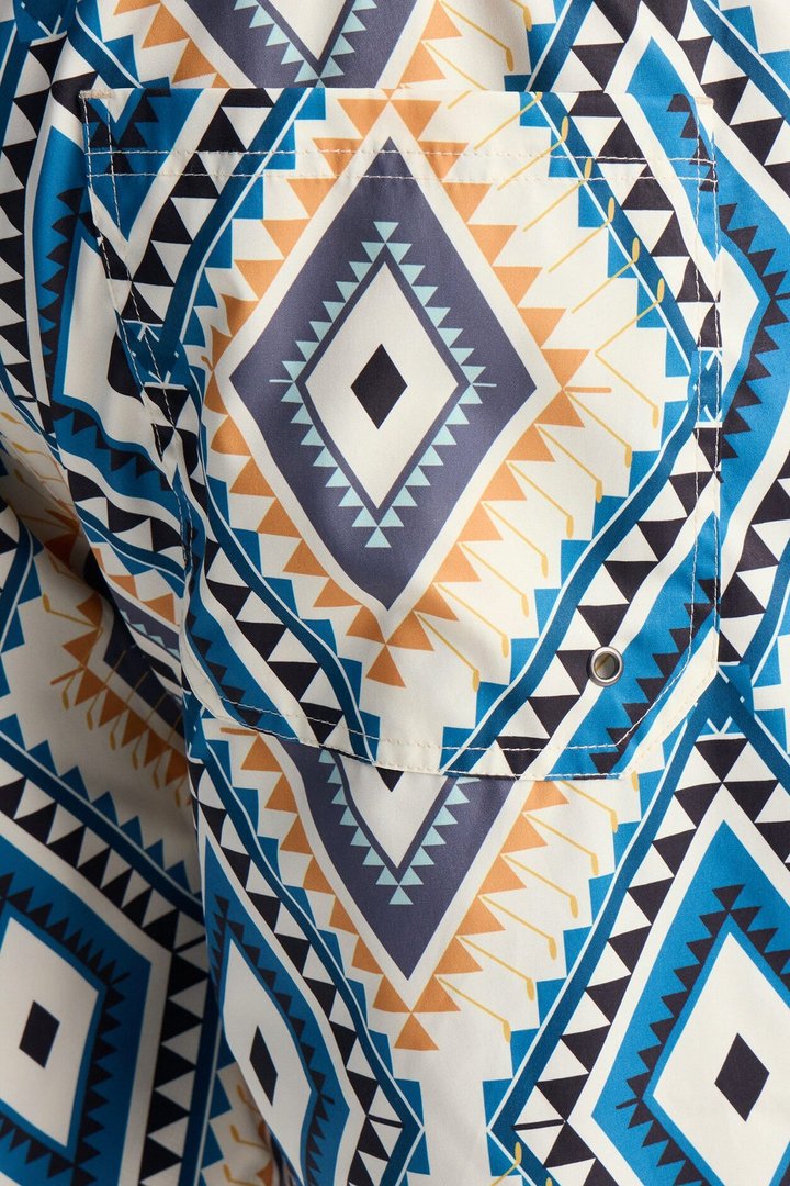 Diamond Tapestry Printed Swim Trunk 4″ - Blue