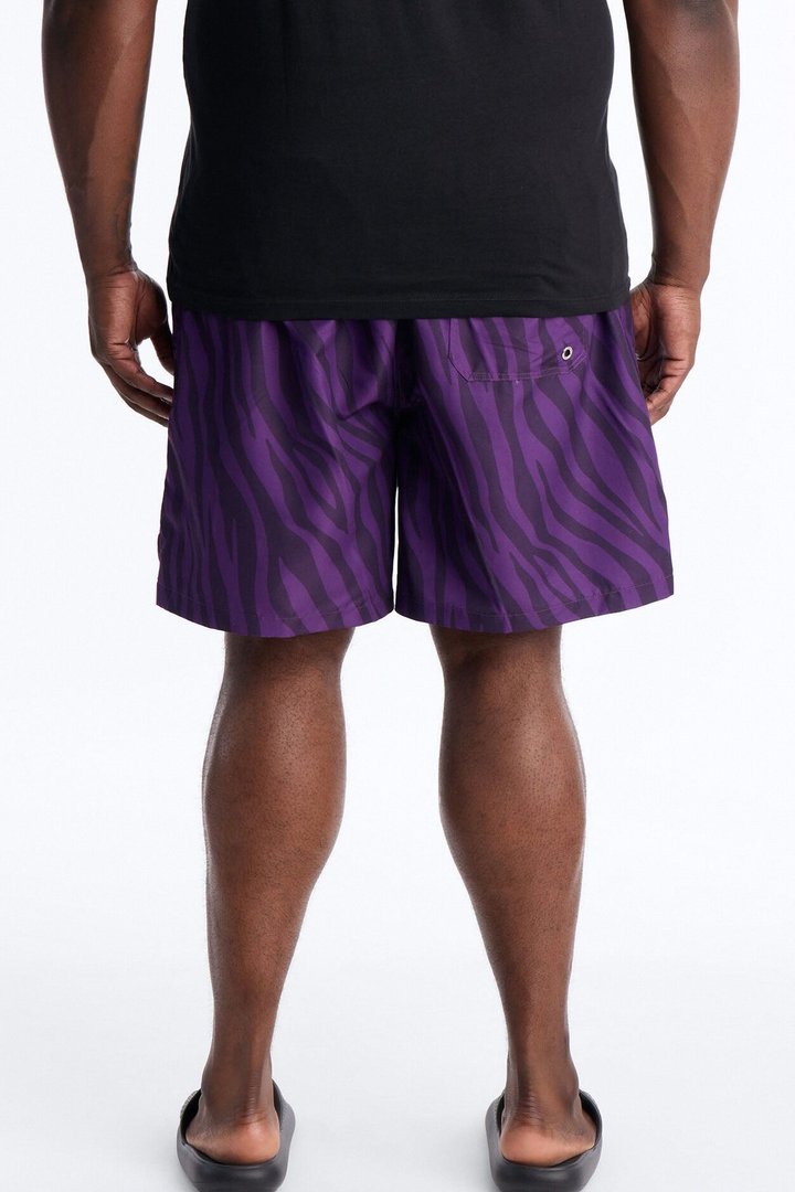 Electric Zebra Print Swim Trunk 7″ - Purple