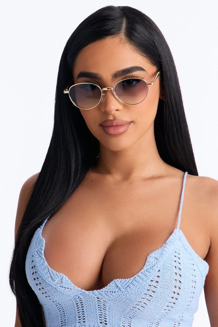 Ocean Eyes Round Sunglasses - Gold/Blue