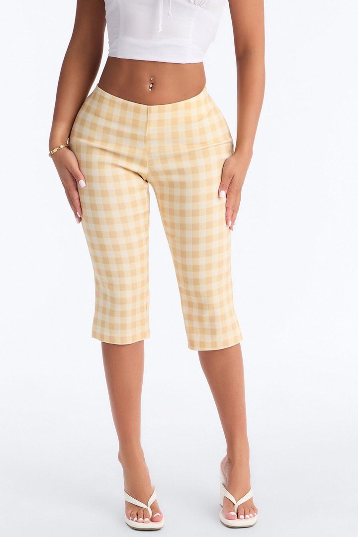 Juliette Gingham Capri Pant - Yellow/combo