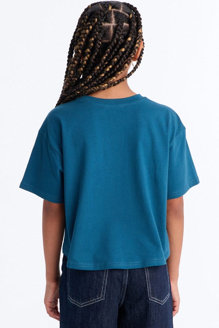 Mini Elisa Relaxed Crop Tee II - Teal