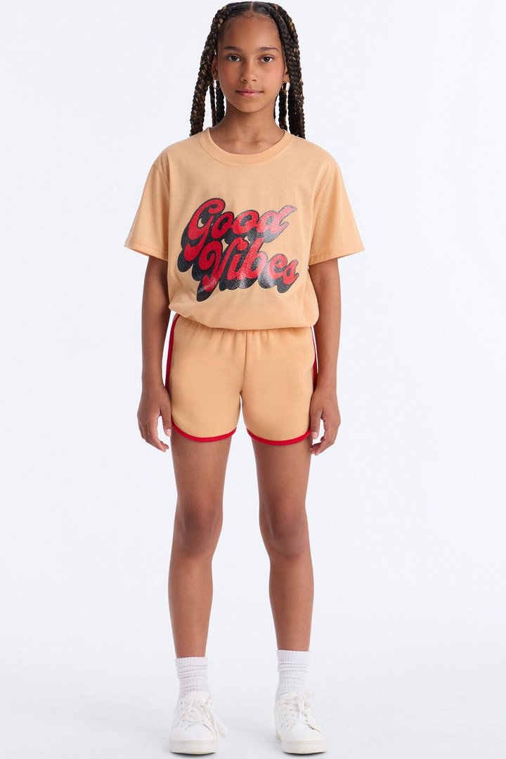 Mini Keep The Good Vibes Short Set - Sand