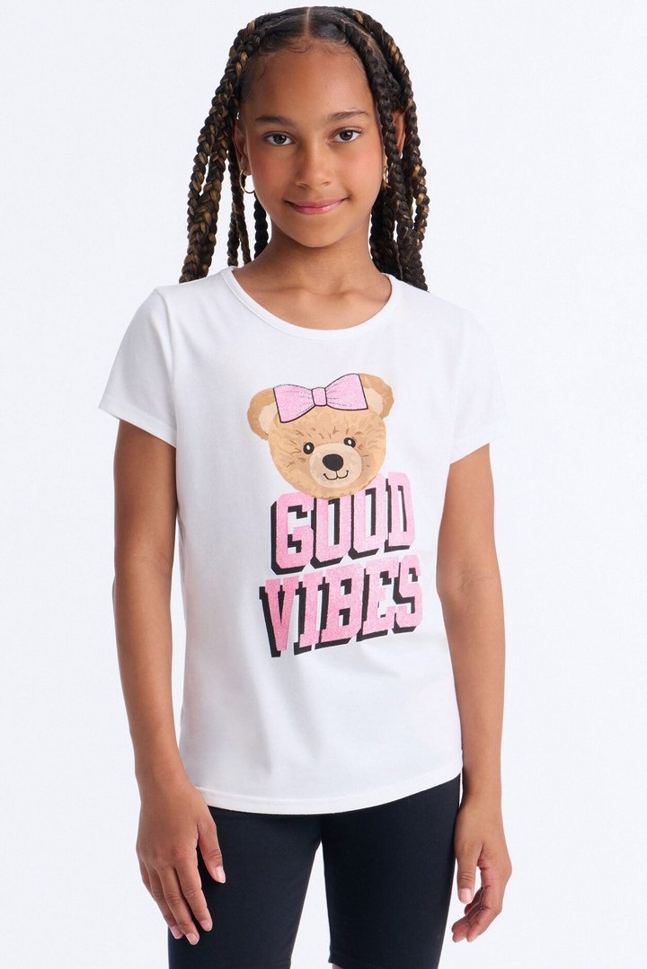 Mini Beary Good Vibes Bike Short Set - White/Black