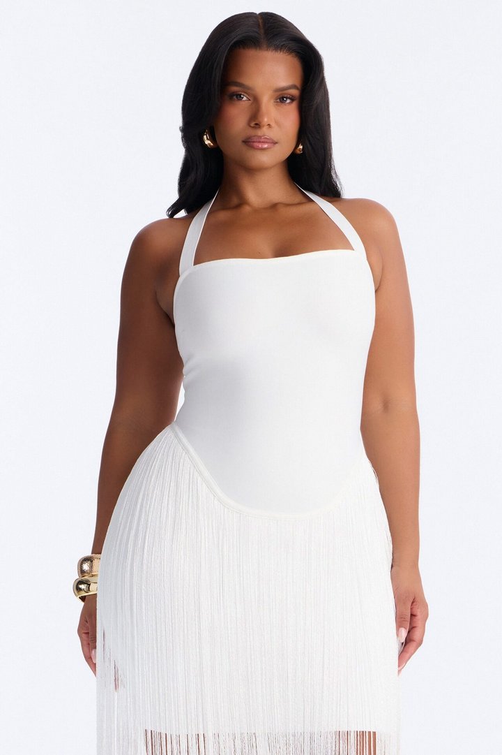 Bossy Tiara Glitter Bandage Maxi Dress - White