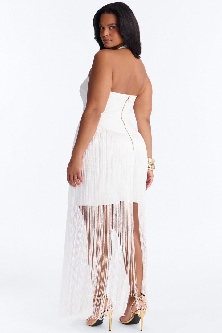 Bossy Tiara Glitter Bandage Maxi Dress - White