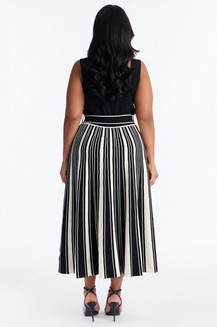 Danica A Line Knit Midi Dress - Black/White