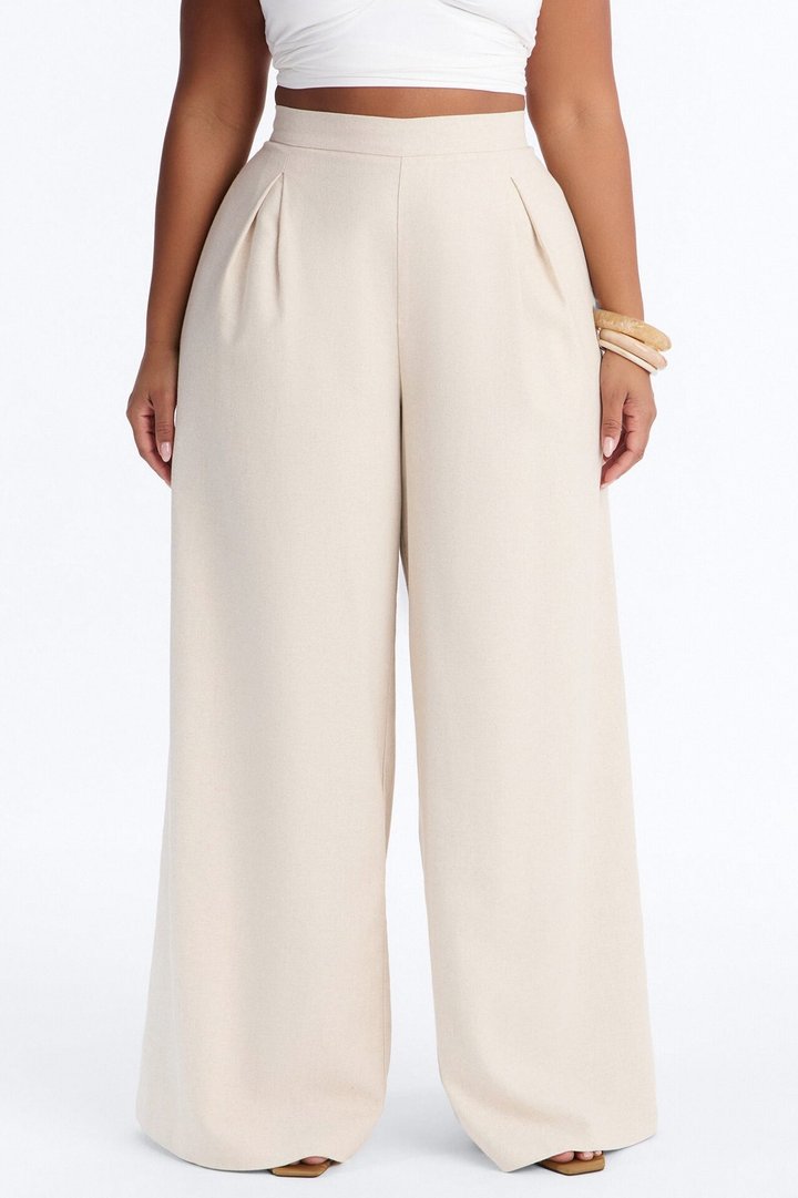 Nhulla Wide Leg Linen Trouser Pant - Natural