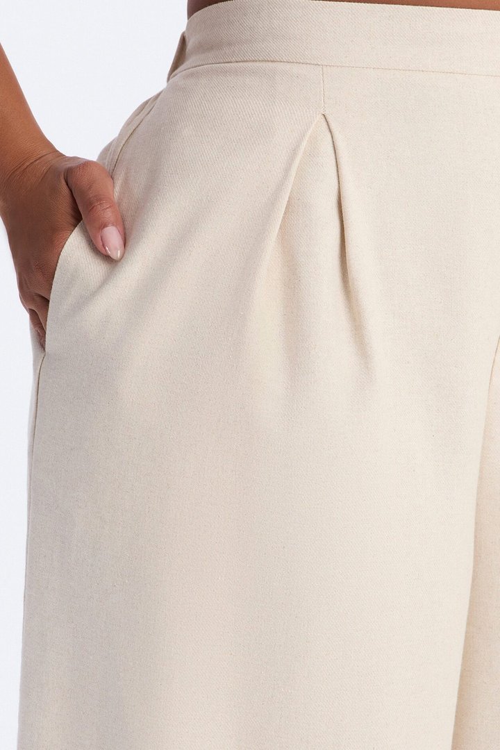 Nhulla Wide Leg Linen Trouser Pant - Natural