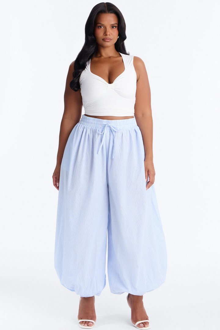 Easy Breezy Pinstripe Balloon Jogger - Blue