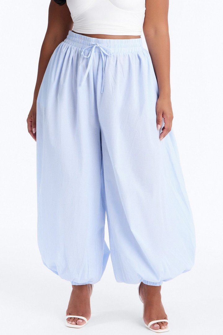 Easy Breezy Pinstripe Balloon Jogger - Blue