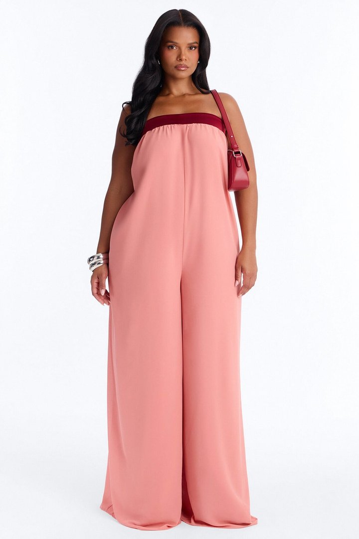 Celia Chiffon Wide Leg Jumpsuit - Pink