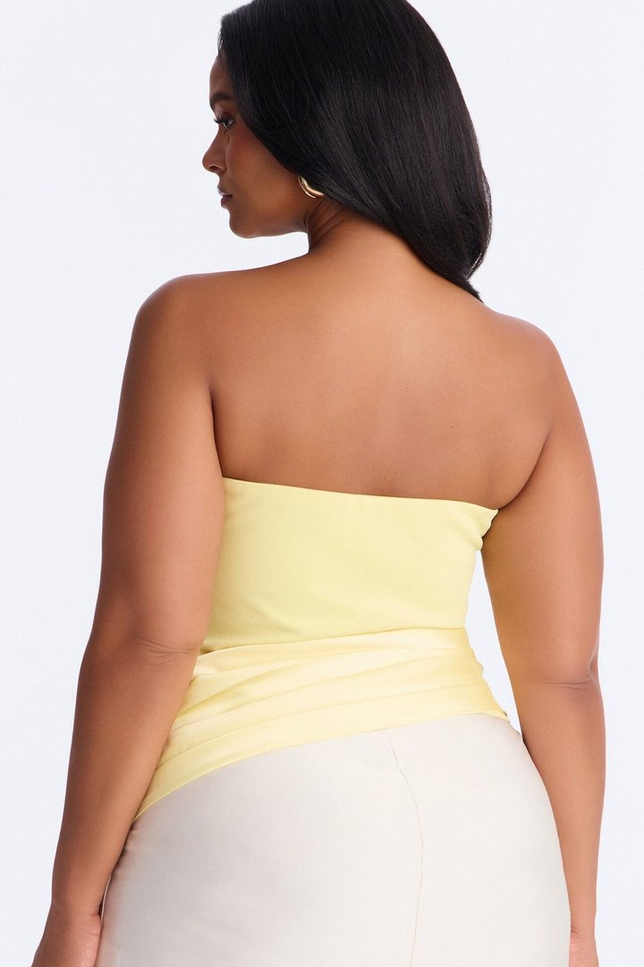 Sophistication Served Pleated Satin Corset - Butter Yellow