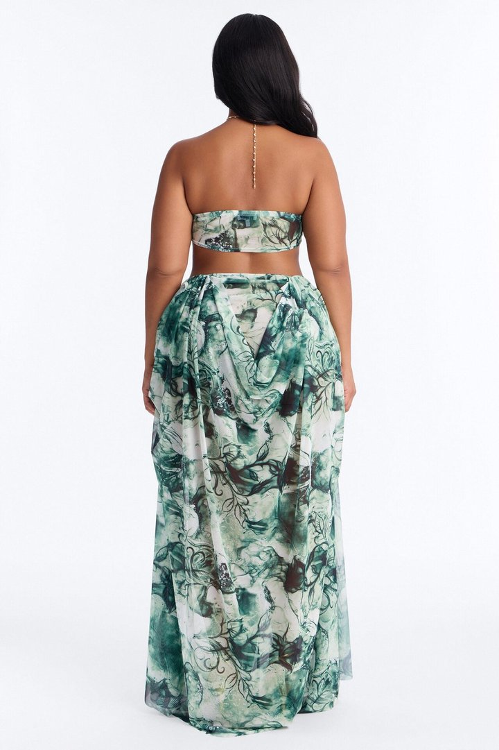 Ella Tie Dye Mesh Maxi Dress - Green